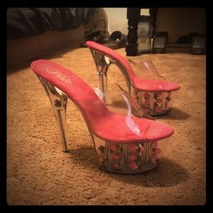 Pleaser Heel with Flowers